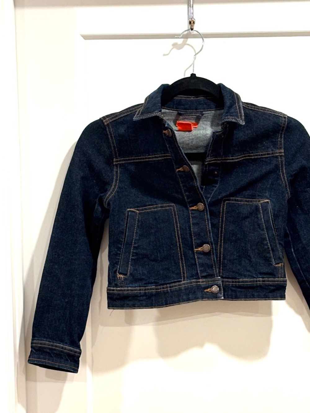 Joe Fresh Kids Cropped Denim Jacket Dark Wash Button Up